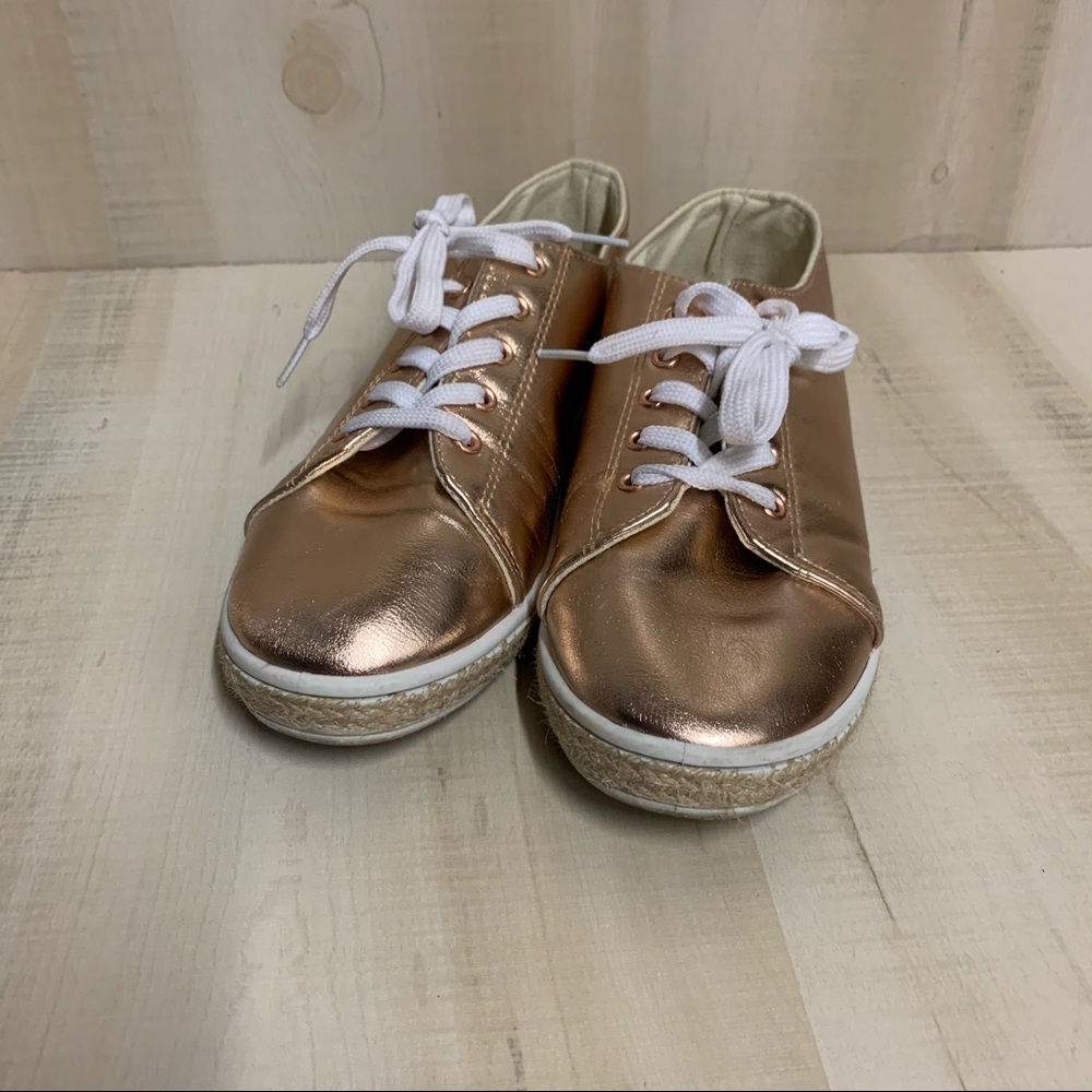 Bamboo Rose Gold Espadrilles Sneakers Size 6.4